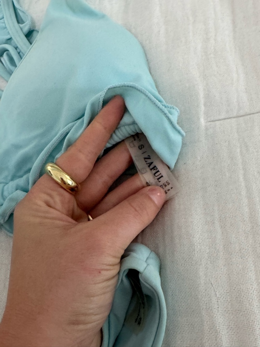 Zaful Light Blue Ruffle Triangle Bikini - Picture 2 of 2